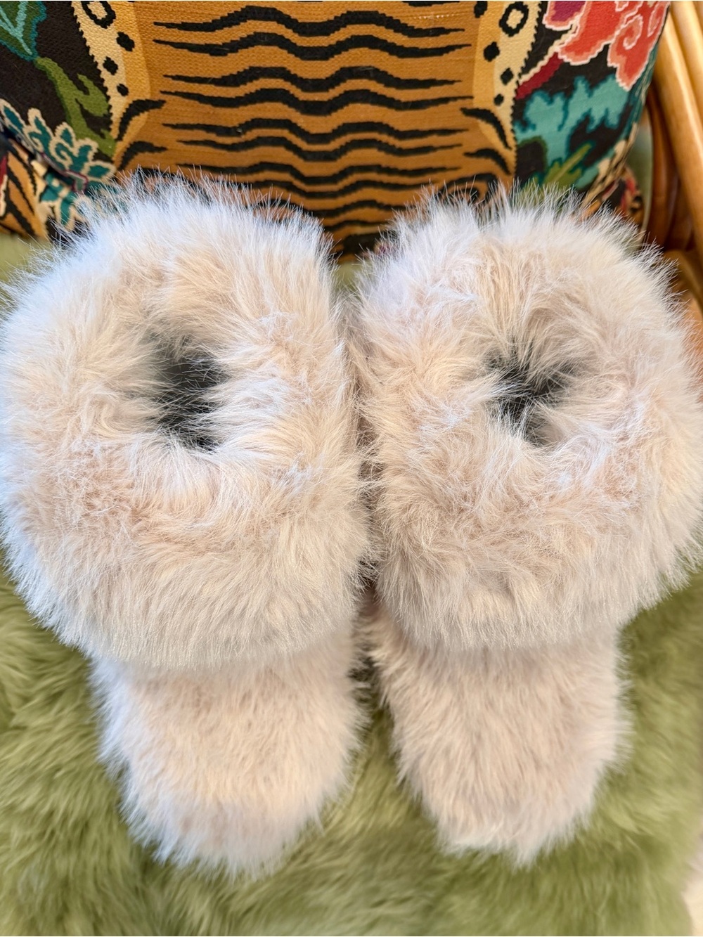 Azalea Wang Cozy Plush Faux Fur Booties - Cream - Picture 3 of 7